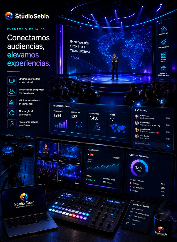 Eventos virtuales y streaming profesional para empresas y congresos internacionales