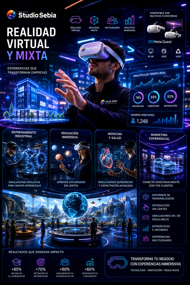 Desarrollo de realidad virtual, realidad mixta y simuladores VR para empresas
